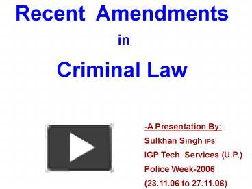 PPT – Recent Amendments PowerPoint Presentation | Free To View - Id ...