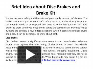 PPT – Brief Idea About Disc Brakes And Brake Kit PowerPoint ...