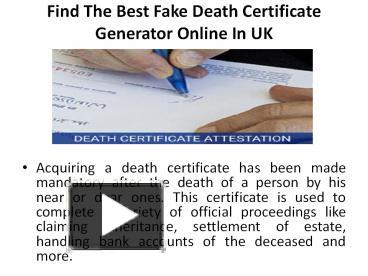 Fake Death Certificate Free