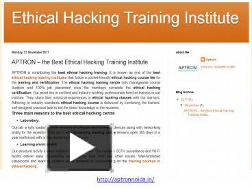 PPT APTRON The Best Ethical Hacking Training Institute PowerPoint