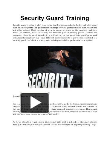 PPT – Security Guard Training PowerPoint Presentation | Free To ...