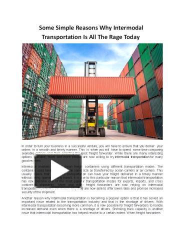 PPT – Some Simple Reasons Why Intermodal Transportation Is All The Rage ...