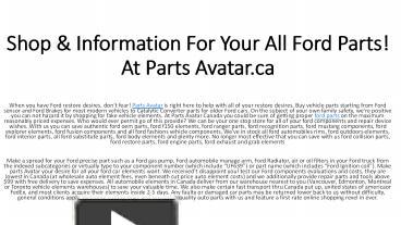 PPT Find Huge Collection Of Ford Parts At PartsAvatar Shop Best Ford