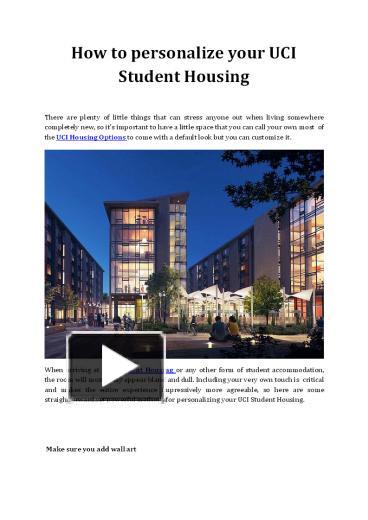 PPT – How To Personalize Your UCI Student Housing PowerPoint ...