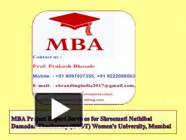 PPT – MBA Project Report Services For Shreemati Nathibai Damodar ...