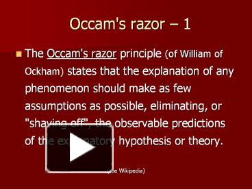 PPT – Occam's Razor PowerPoint Presentation | Free To View - Id: 8b8cb ...