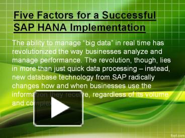 Ppt Sap Hana Training In Hyderabad Sap Hana Online Training