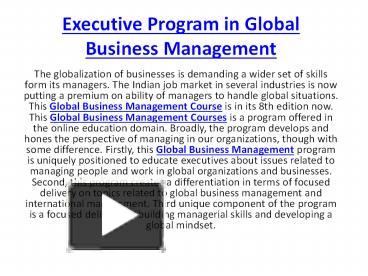 PPT – Global Business Management Course|Global Business Management ...