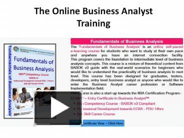 PPT – Agile Business Analysis Courses Online PowerPoint Presentation ...