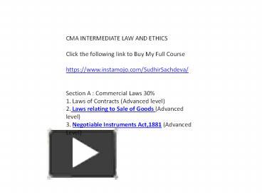 PPT CMA INTERMEDIATE LAW AND ETHICS Syllabus PowerPoint Presentation