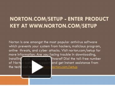 PPT NORTON COM SETUP ACTIVATION OF NORTON PowerPoint Presentation