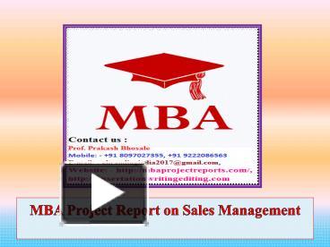 PPT – MBA Project Report On Sales Management PowerPoint Presentation ...