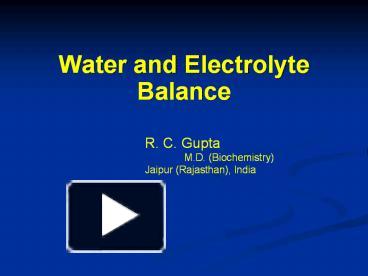 PPT – Water And Electrolyte Balance PowerPoint Presentation | Free To ...