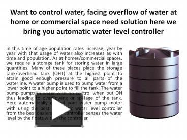 PPT – Automatic Water Level Controller PowerPoint Presentation | Free ...