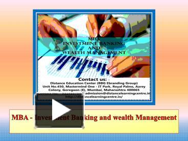 PPT – MBA - Investment Banking And Wealth Management PowerPoint ...