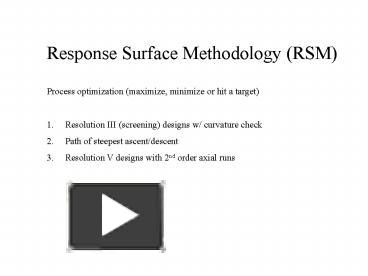 PPT – Response Surface Methodology RSM PowerPoint Presentation | Free ...