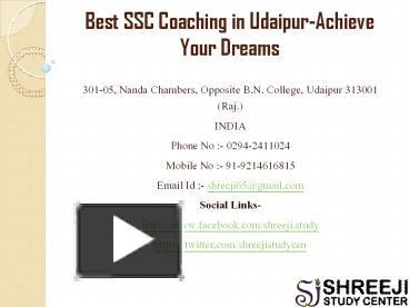 PPT – Best SSC Coaching In Udaipur-Achieve Your Dreams PowerPoint ...