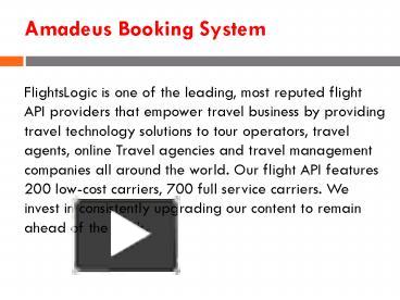 PPT – Amadeus Booking System PowerPoint Presentation | Free To Download ...