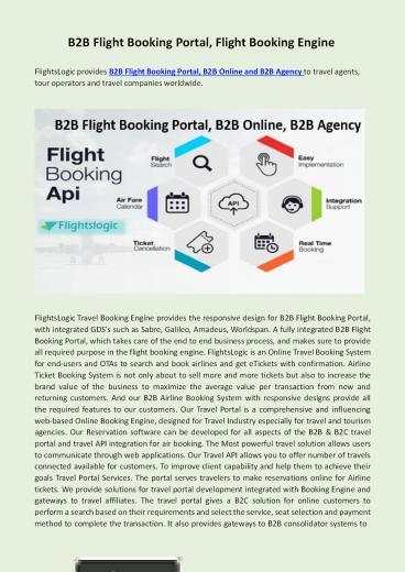 Ppt B2b Flight Booking Portal Flight Booking Engine Powerpoint