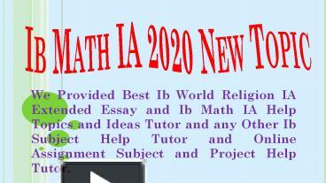 Ppt Ib Math Ia New Topics Powerpoint Presentation Free To