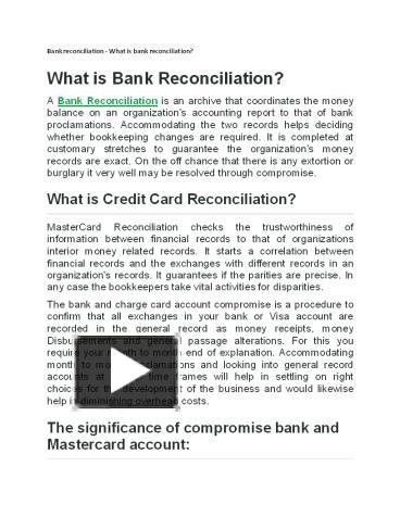 PPT – Bank Reconciliation - What Is Bank Reconciliation? PowerPoint ...