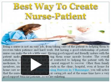 PPT – Best Way To Create Nurse-Patient Relationship Trustful PowerPoint ...