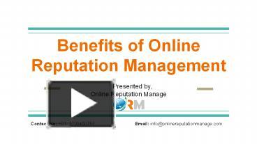 PPT Online Reputation Manage Benefits Of Online Reputation