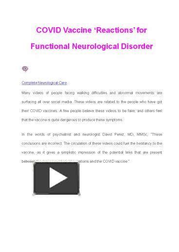 Ppt Covid Vaccine Reactions For Functional Neurological Disorder