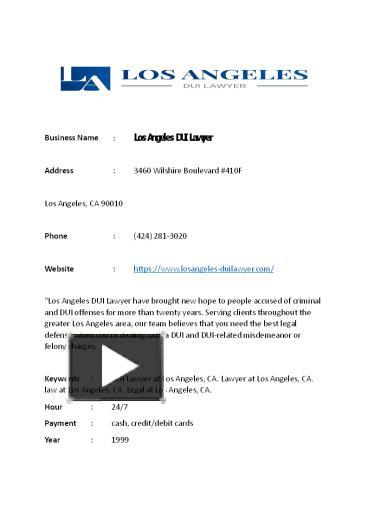 Ppt Los Angeles Dui Lawyer Powerpoint Presentation Free To Download