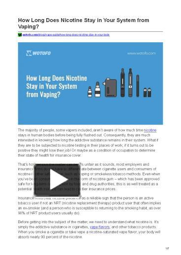 PPT How Long Does Nicotine Stay In Your System From Vaping