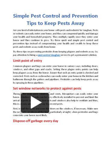 PPT – Simple Pest Control And Prevention Tips To Keep Pests Away ...