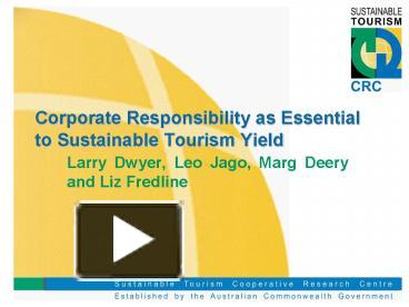 PPT – Corporate Responsibility As Essential To Sustainable Tourism ...