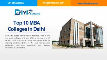 PPT – Top 10 MBA Colleges In Delhi PowerPoint Presentation | Free To ...