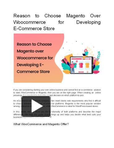 Ppt Reason To Choose Magento Over Woocommerce For Developing E