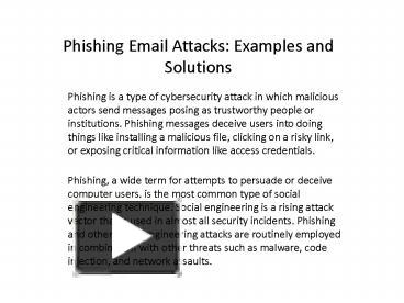 PPT – Phishing Email Attacks: Examples And Solutions PowerPoint ...