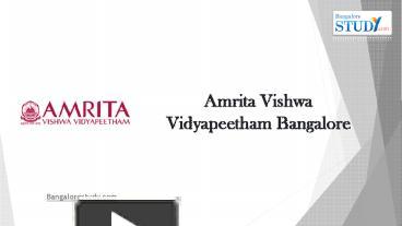 PPT – Amrita Vishwa Vidyapeetham - School Of Engineering In Bangalore ...