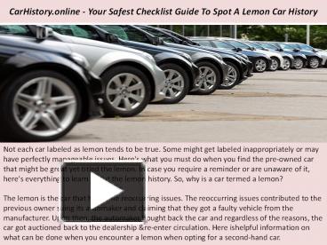 Ppt Carhistory Online Your Safest Checklist Guide To Spot A Lemon