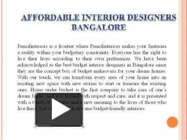 PPT – Affordable Interior Designers Bangalore PowerPoint presentation