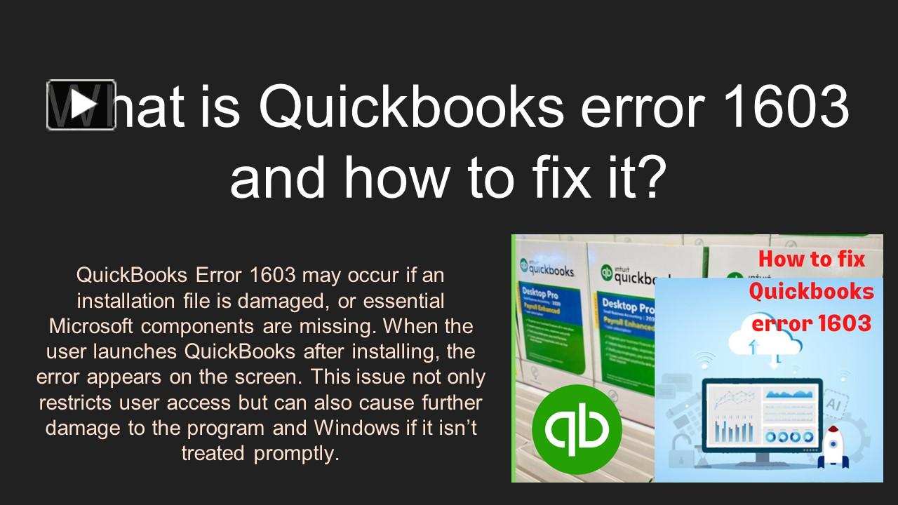 Ppt How To Fix The Quickbooks Error Powerpoint Presentation