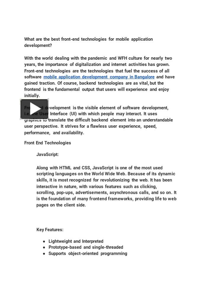 PPT – What Are The Best Front-end Technologies For Mobile Application ...