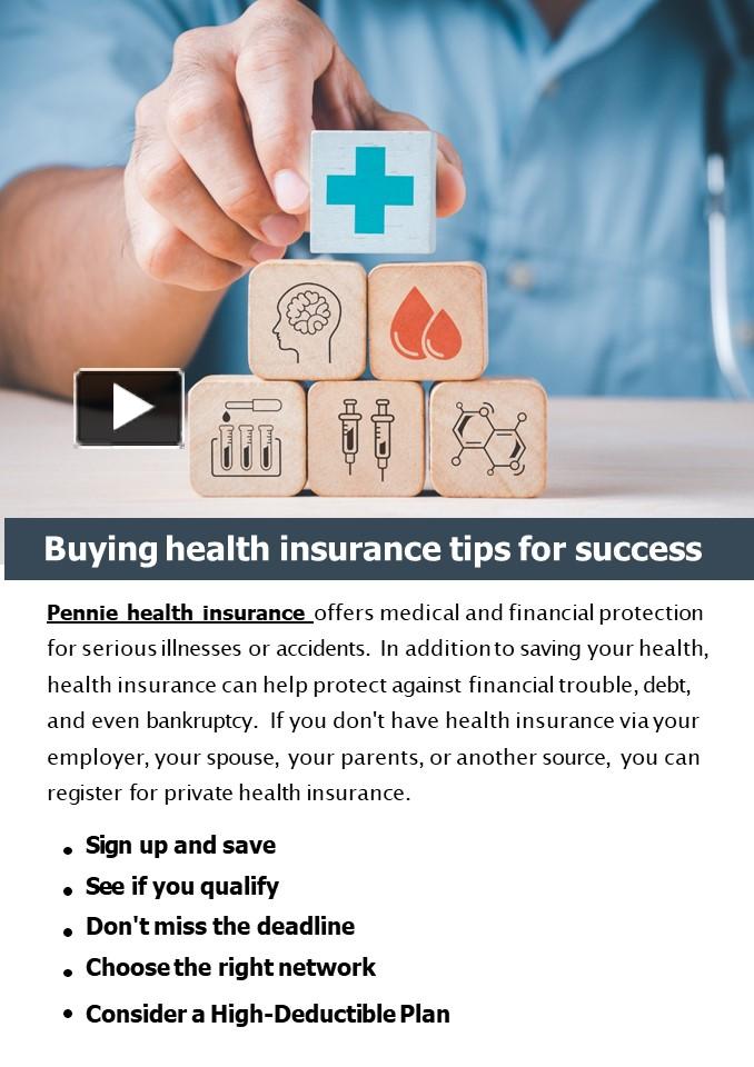 Ppt Buying Health Insurance Tips For Success Powerpoint Presentation