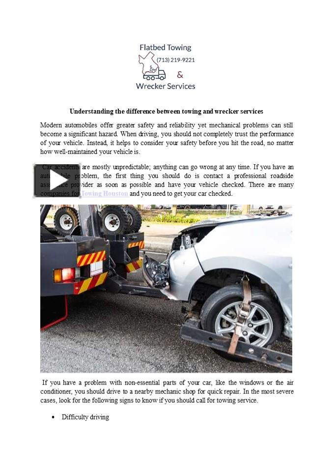 PPT – Understanding The Difference Between Towing And Wrecker Services ...