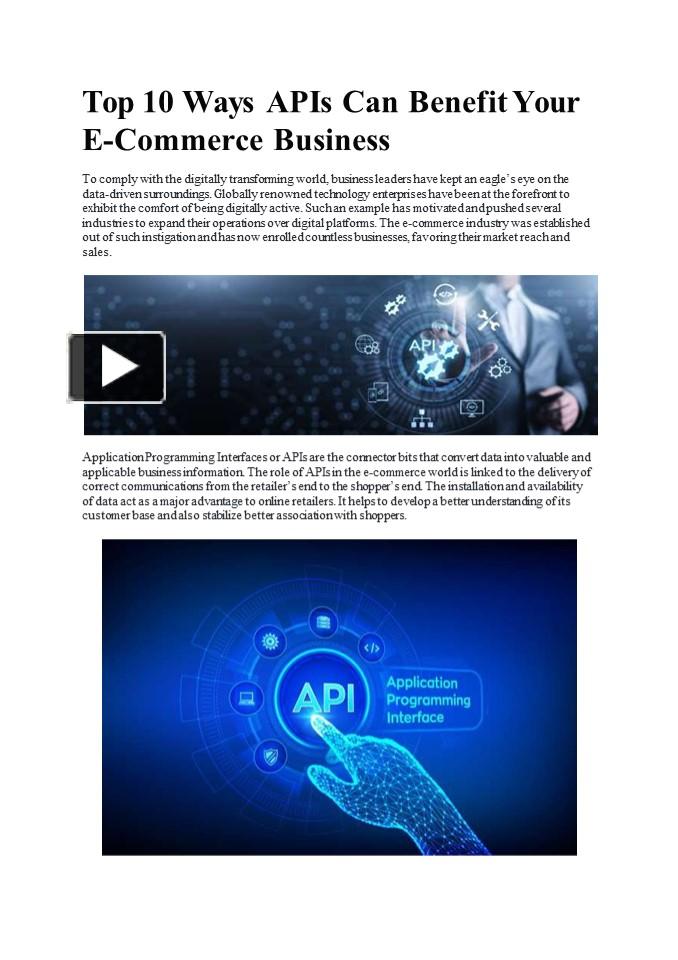 Ppt Top Ways Apis Can Benefit Your E Commerce Business Powerpoint