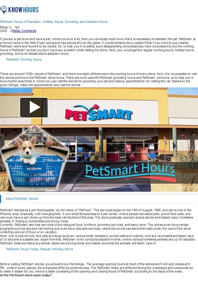 PPT PetSmart Hours of Operation Holiday Hours, Grooming and