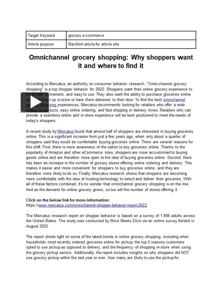 Ppt Omnichannel Grocery Shopping Why Shoppers Want It And Where To