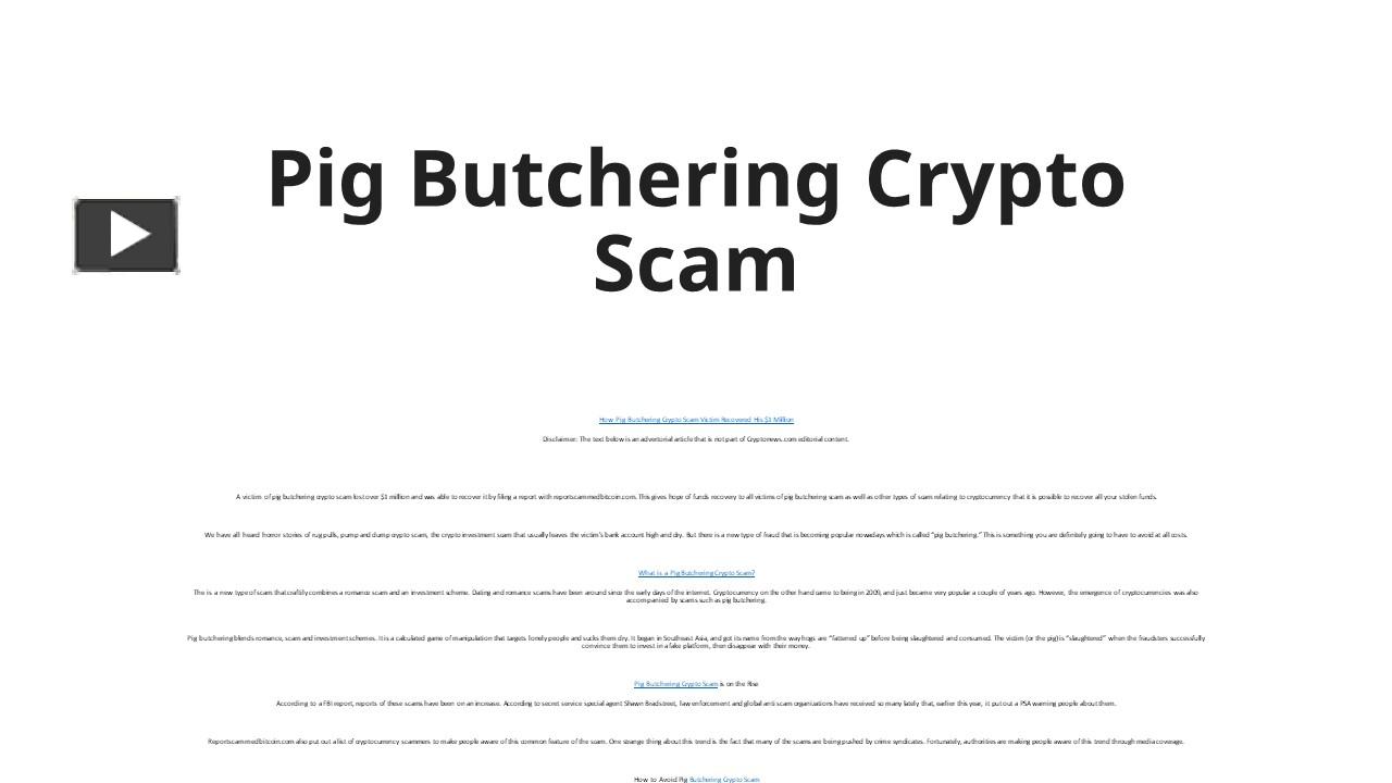 PPT – Pig Butchering Crypto Scam PowerPoint Presentation | Free To ...