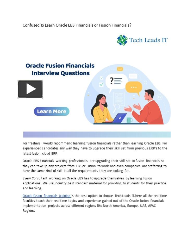 PPT – Confused To Learn Oracle EBS Financials Or Fusion Financials ...