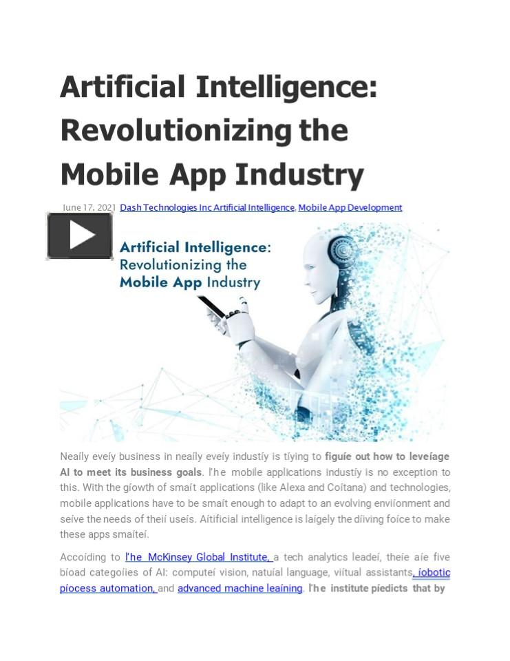 Ppt Artificial Intelligence Revolutionizing The Mobile App Industry Powerpoint Presentation 3013