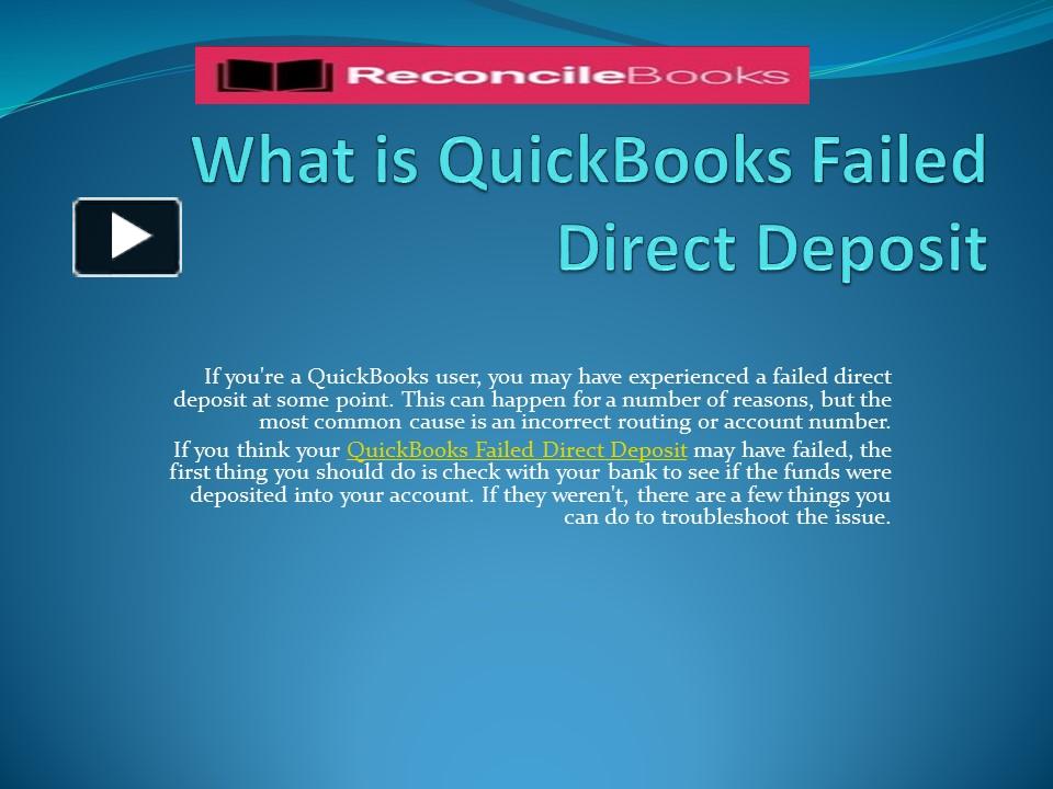 PPT Fix QuickBooks Direct Deposit Issues PowerPoint presentation