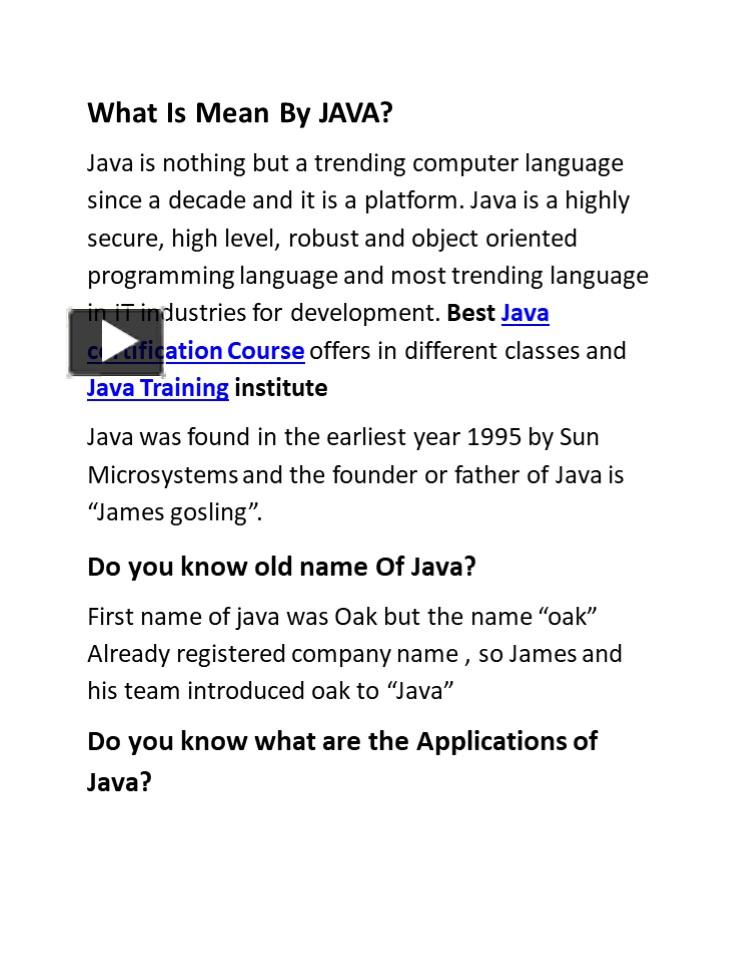 Ppt Java Course Powerpoint Presentation Free To Download Id E Mzi O